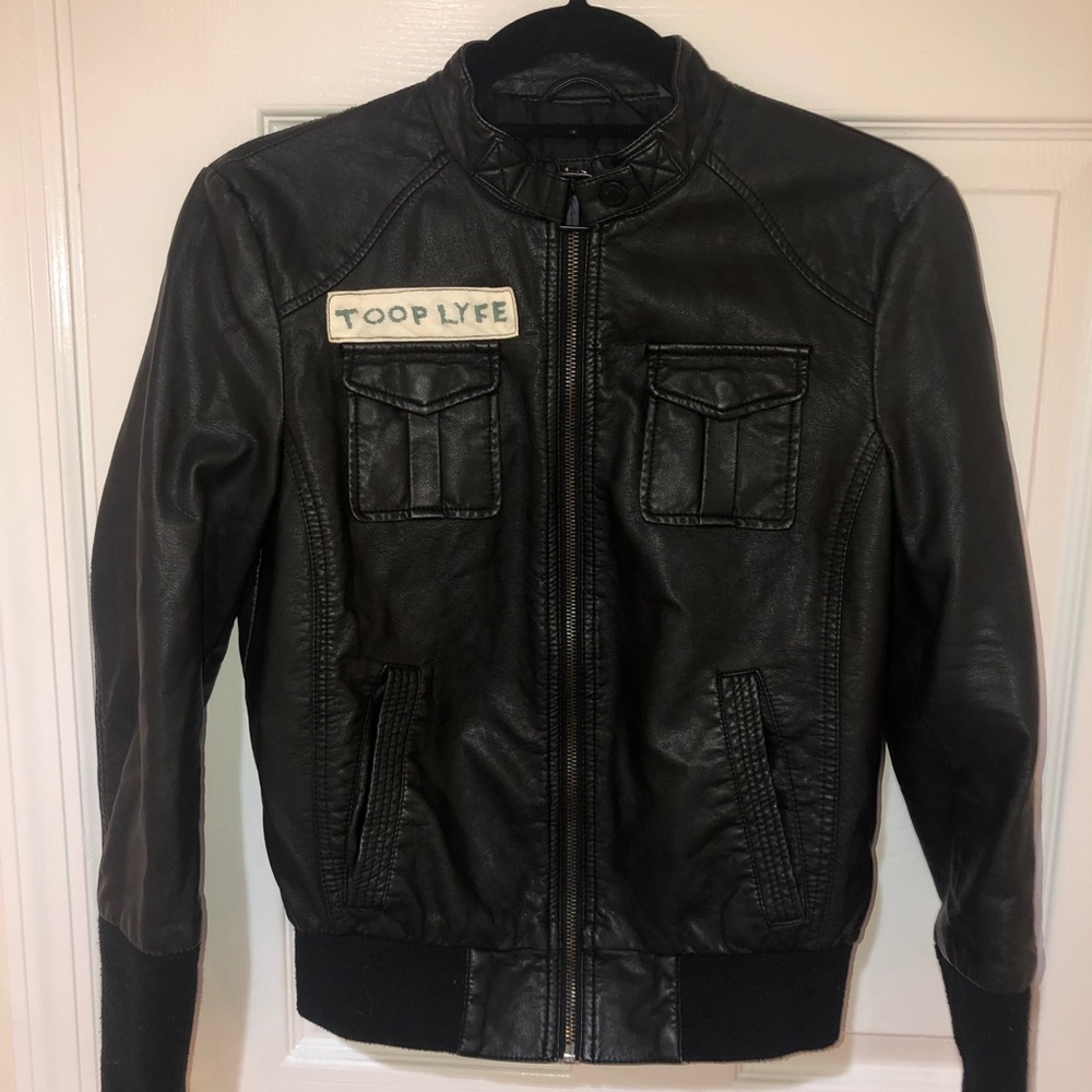 Kenneth Cole faux leather bomber jacket